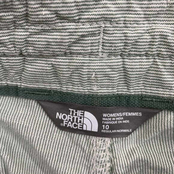 The North Face Shorts Size 10 Wander Free Linen Blend Striped Green 4" Inseam - Picture 10 of 14